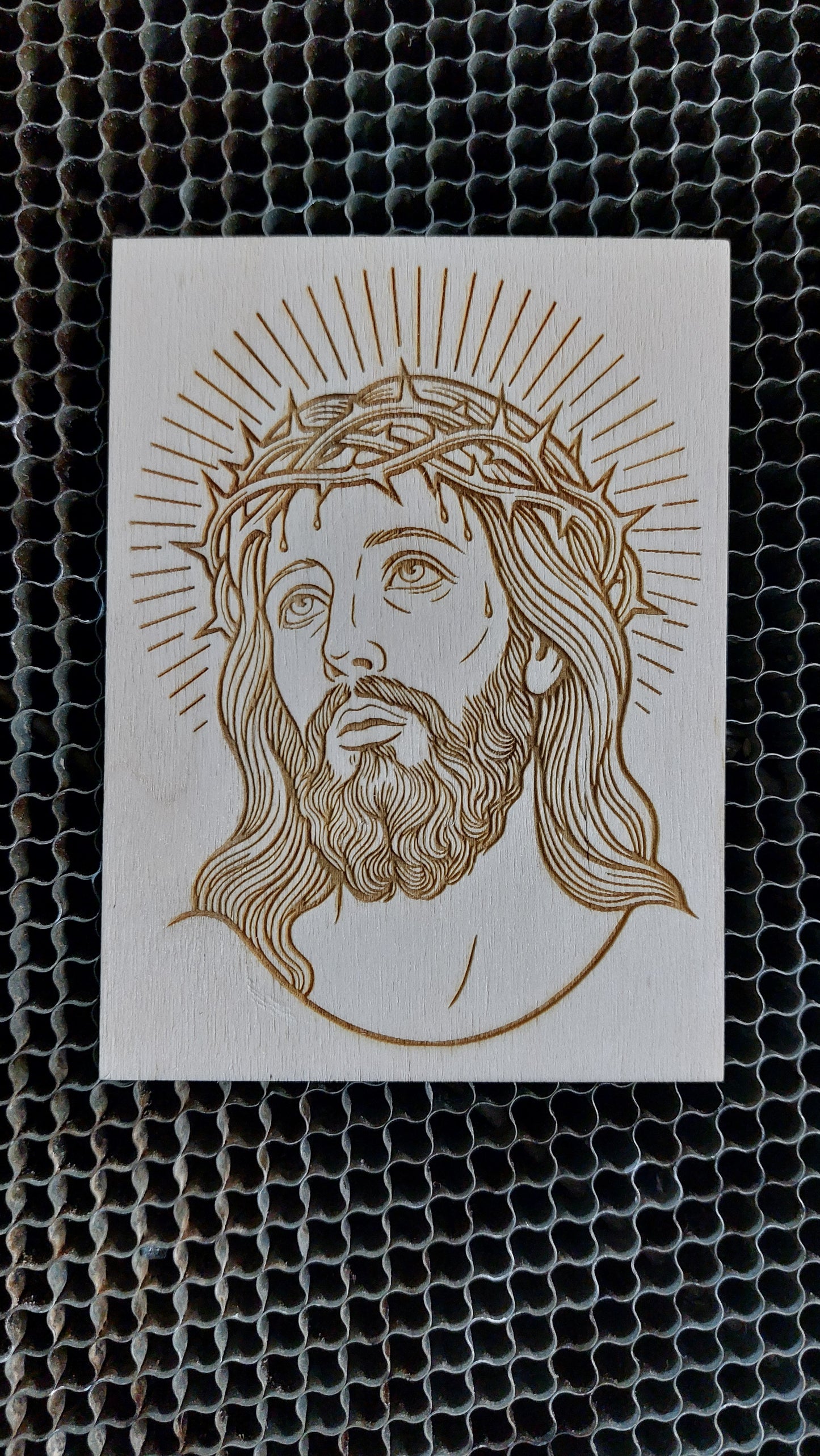 Volto di Cristo – File Vettoriale Professionale EPS SVG DXF PNG per CNC, Laser e Decorazione
